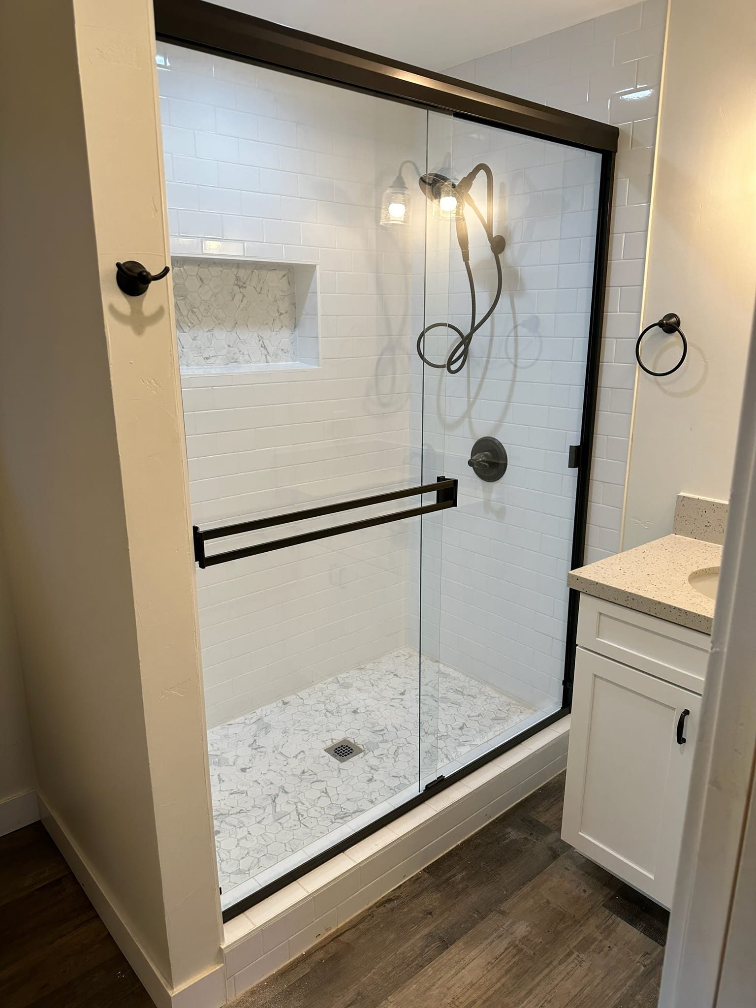 ADU bathroom with tiled glass shower
