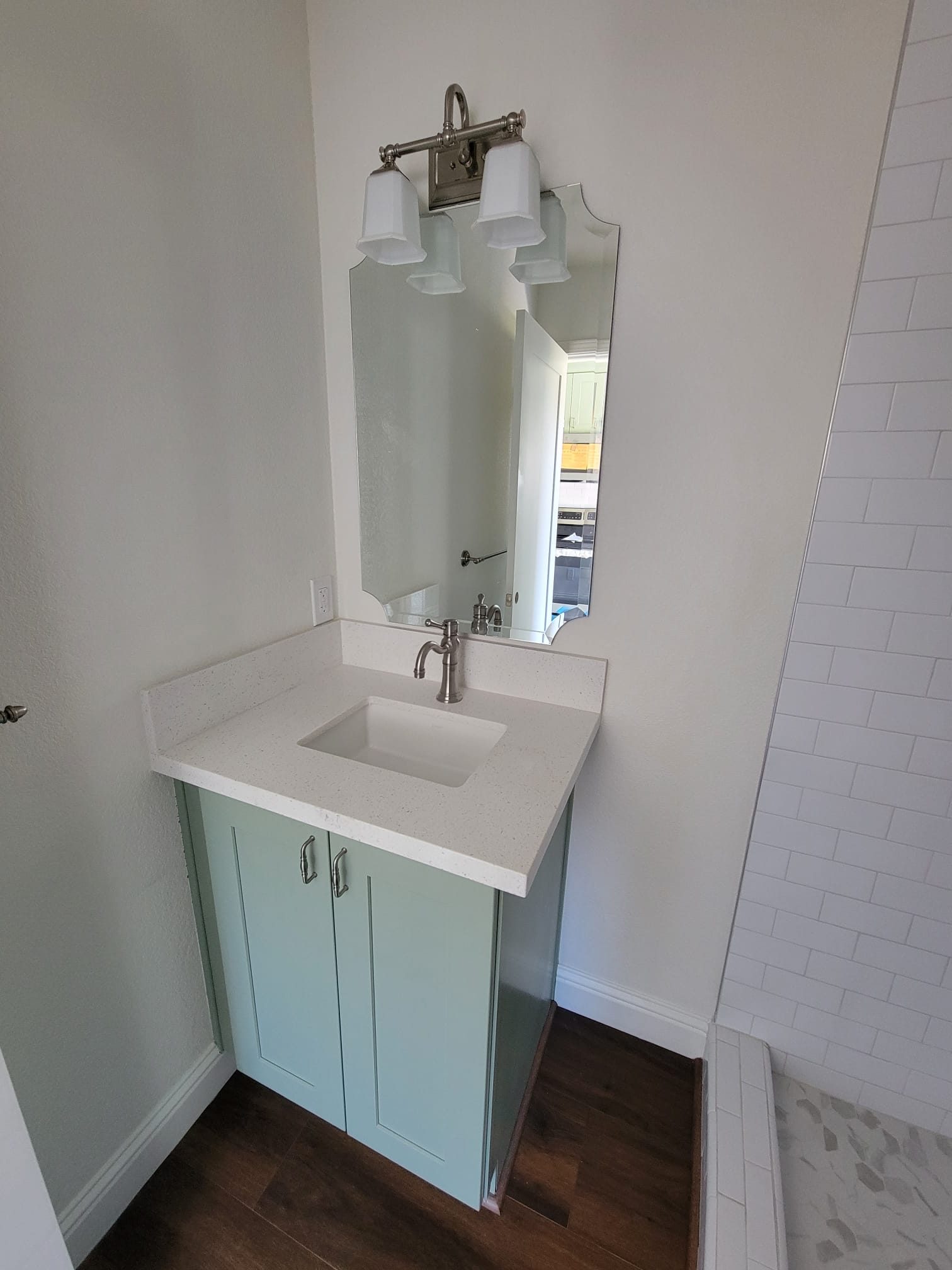 ADU bathroom vanity with mirror