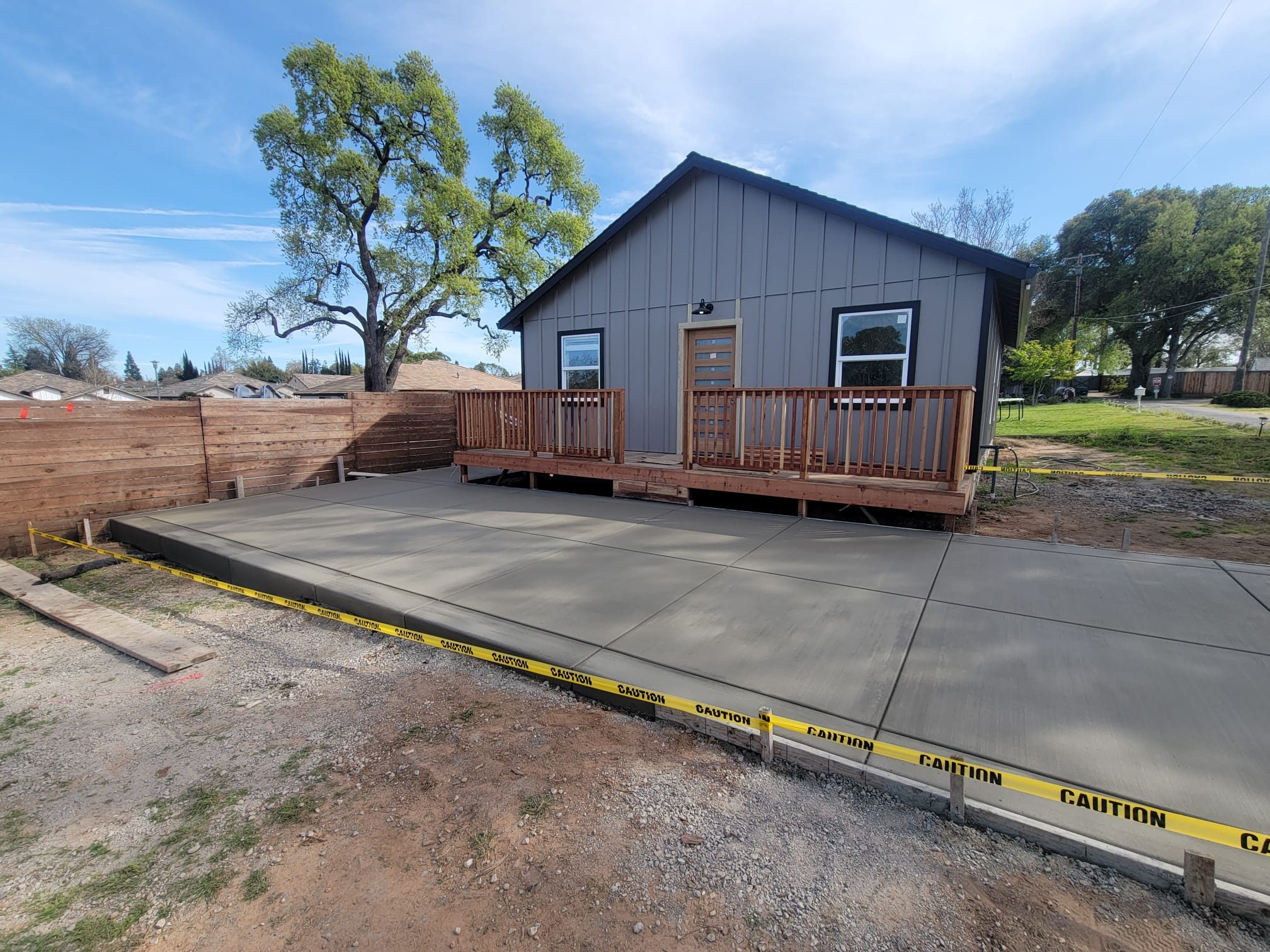 ADU exterior with new concrete patio