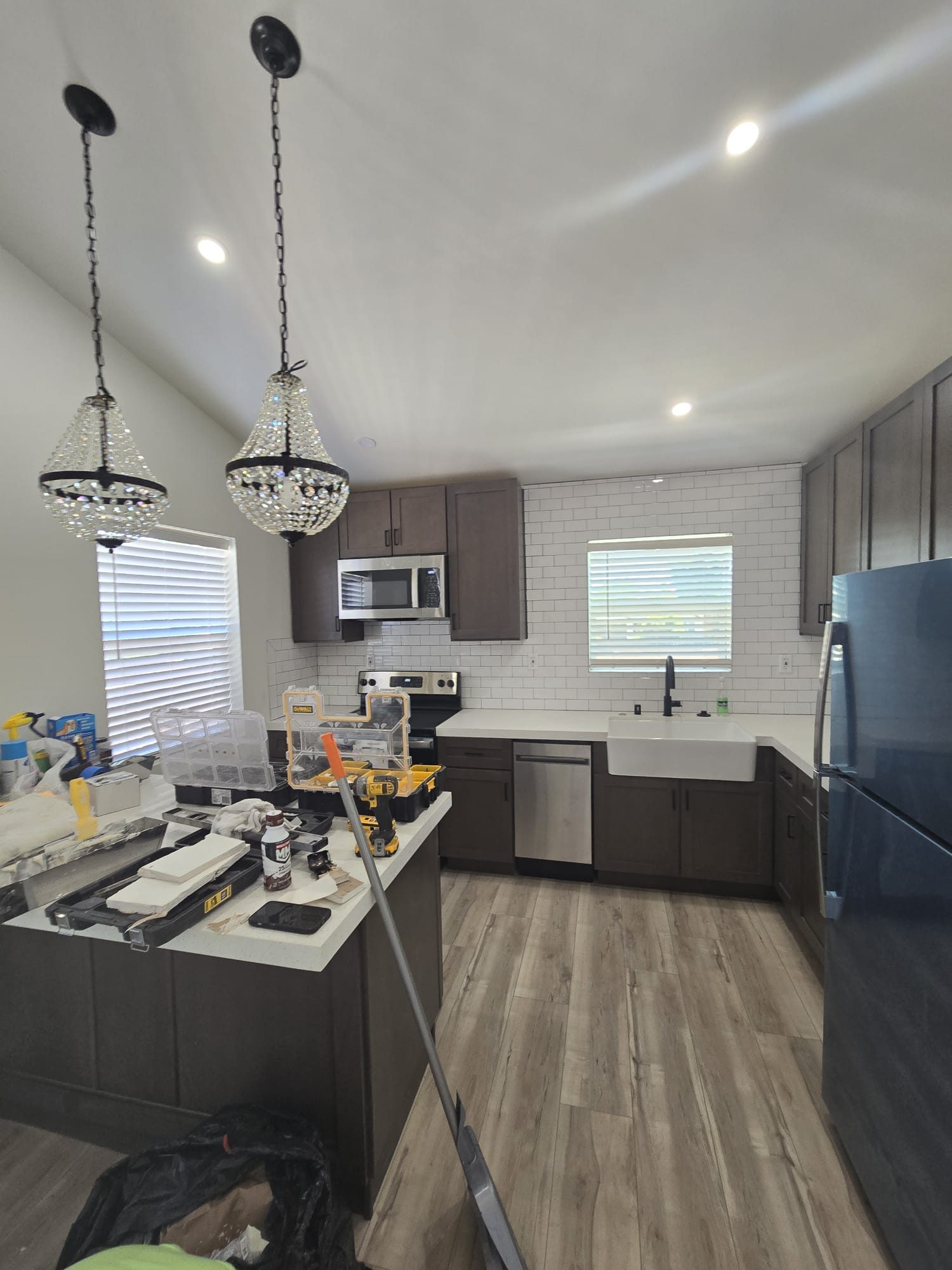 ADU kitchen during finish work