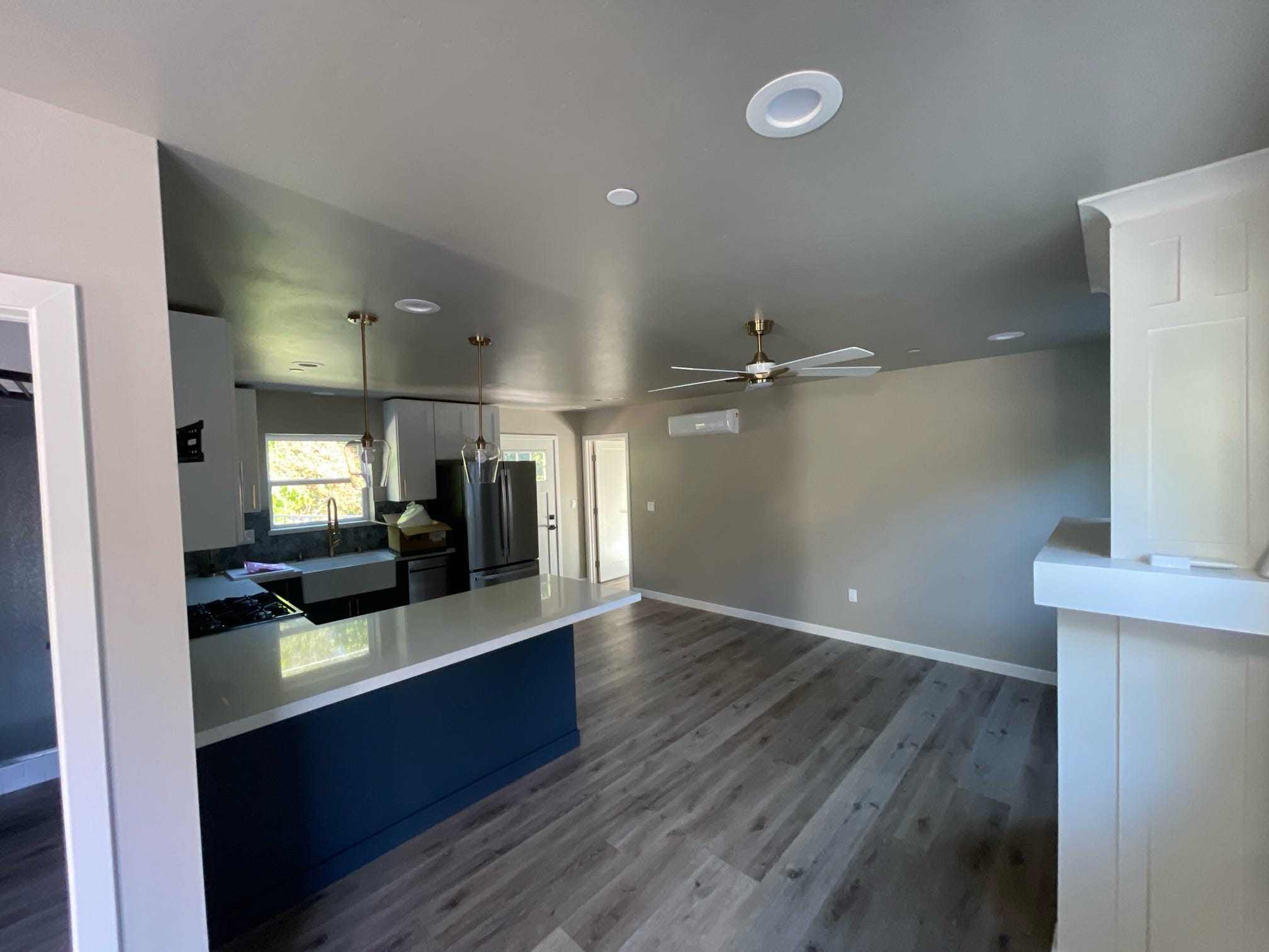 ADU open floor plan, kitchen and living area