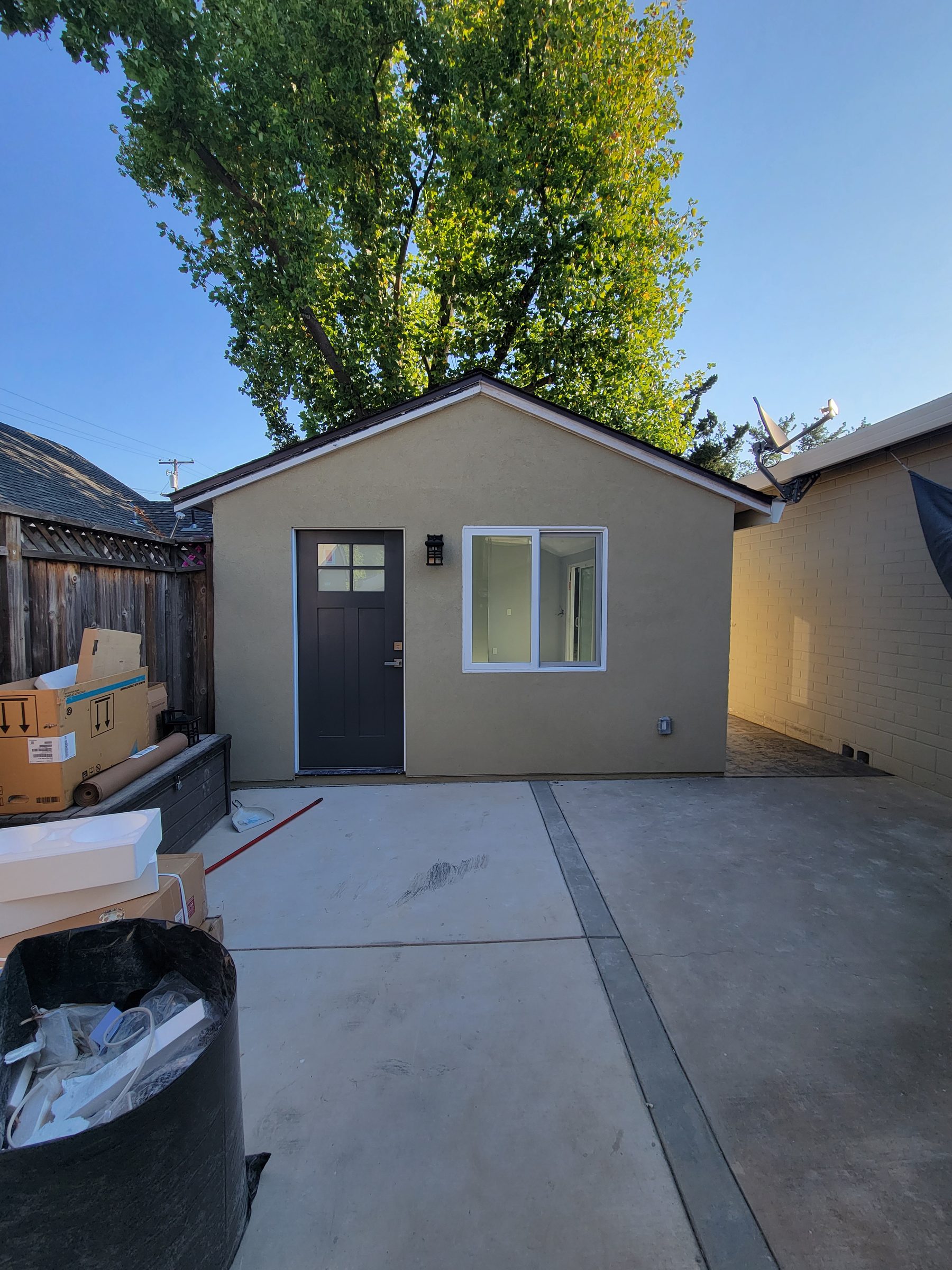 Garage conversion ADU exterior before finish work