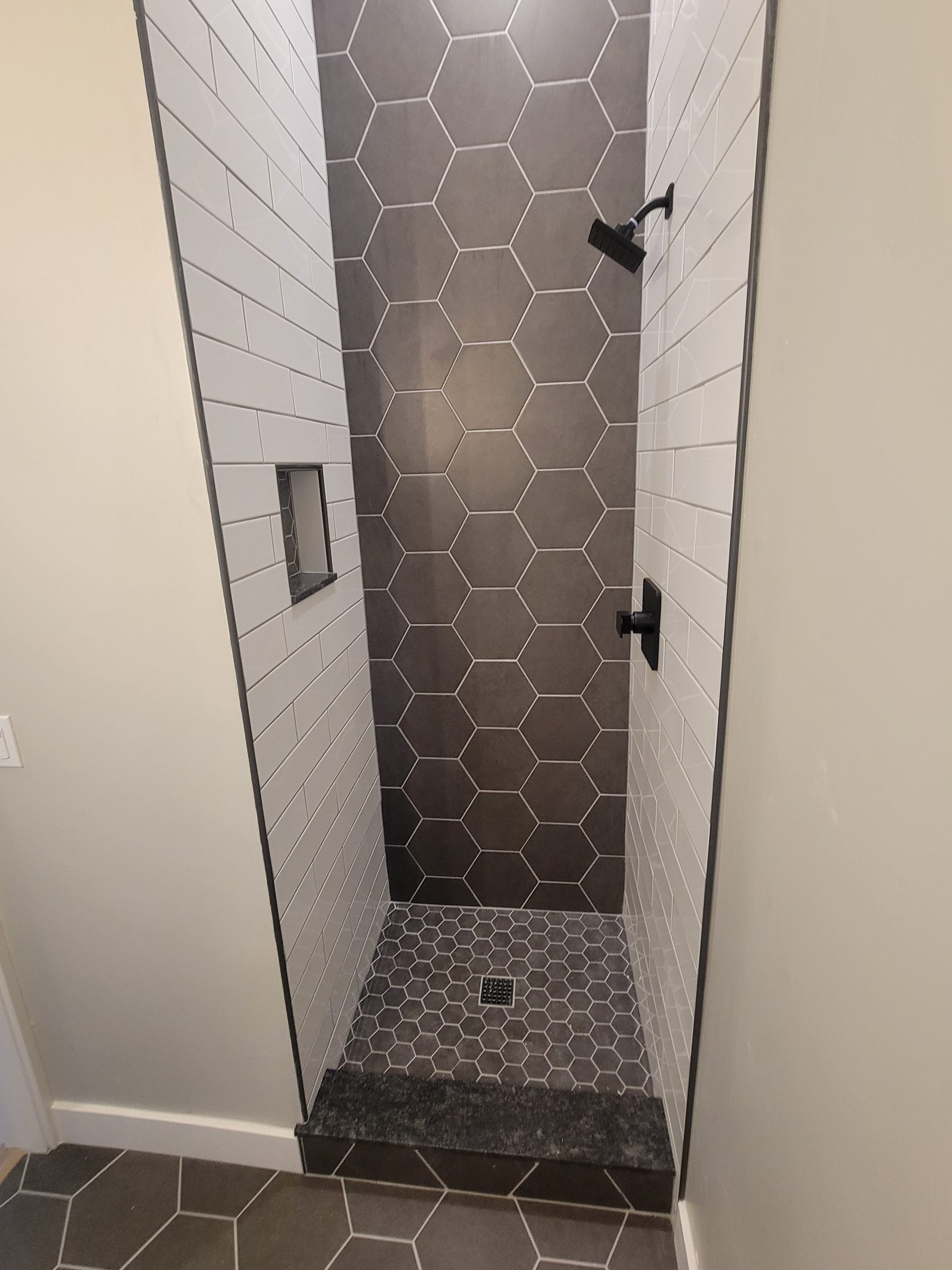 Modern ADU shower, alternate angle
