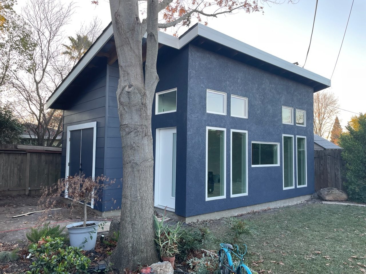 Modern ADU exterior, rear elevation
