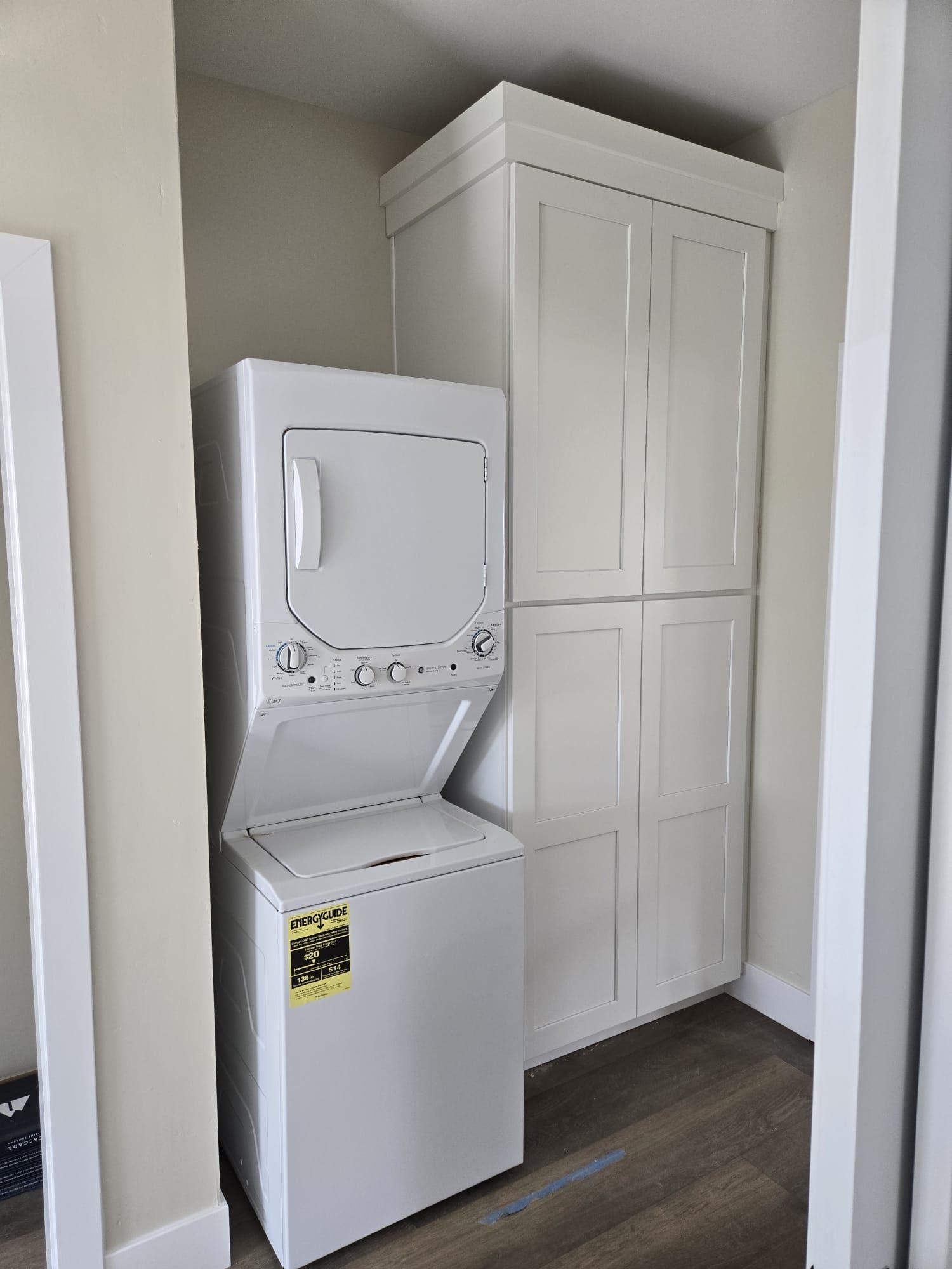 ADU laundry closet with stacked washer/dryer