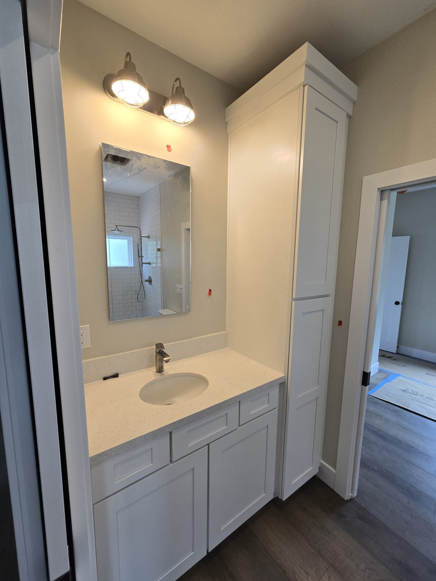 ADU bathroom vanity with cabinetry