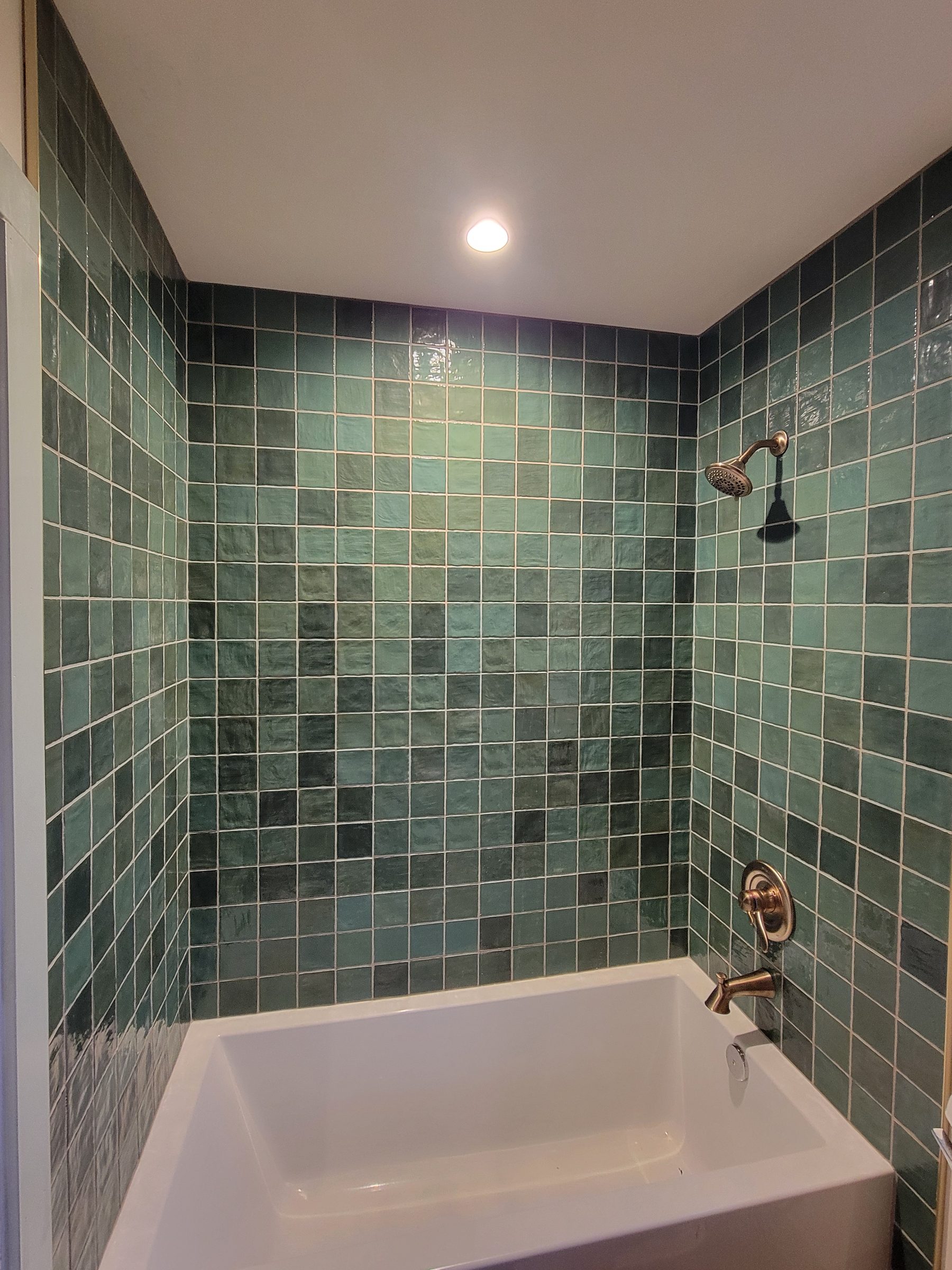 Walk-in tile shower