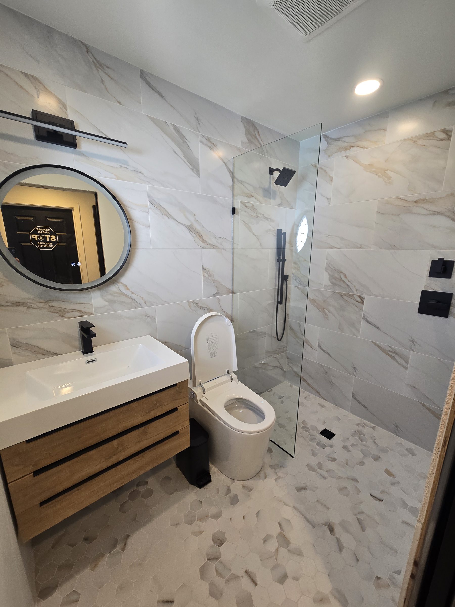 Bathroom tile and fixtures