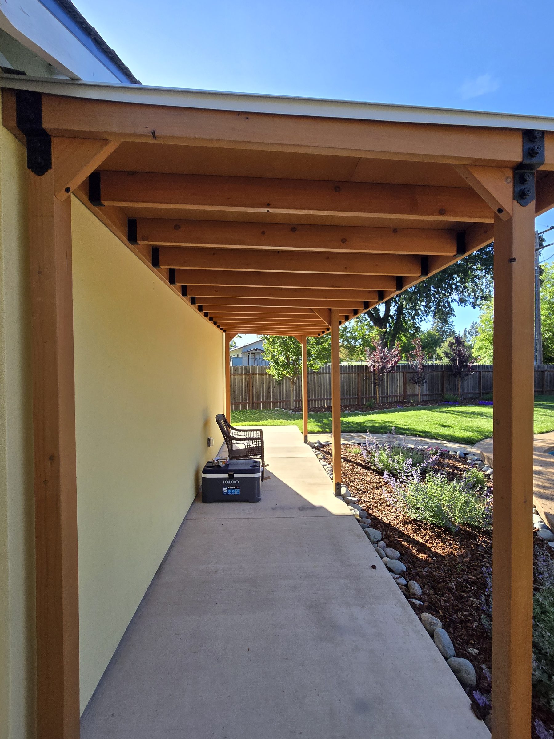 Finished patio shade structure