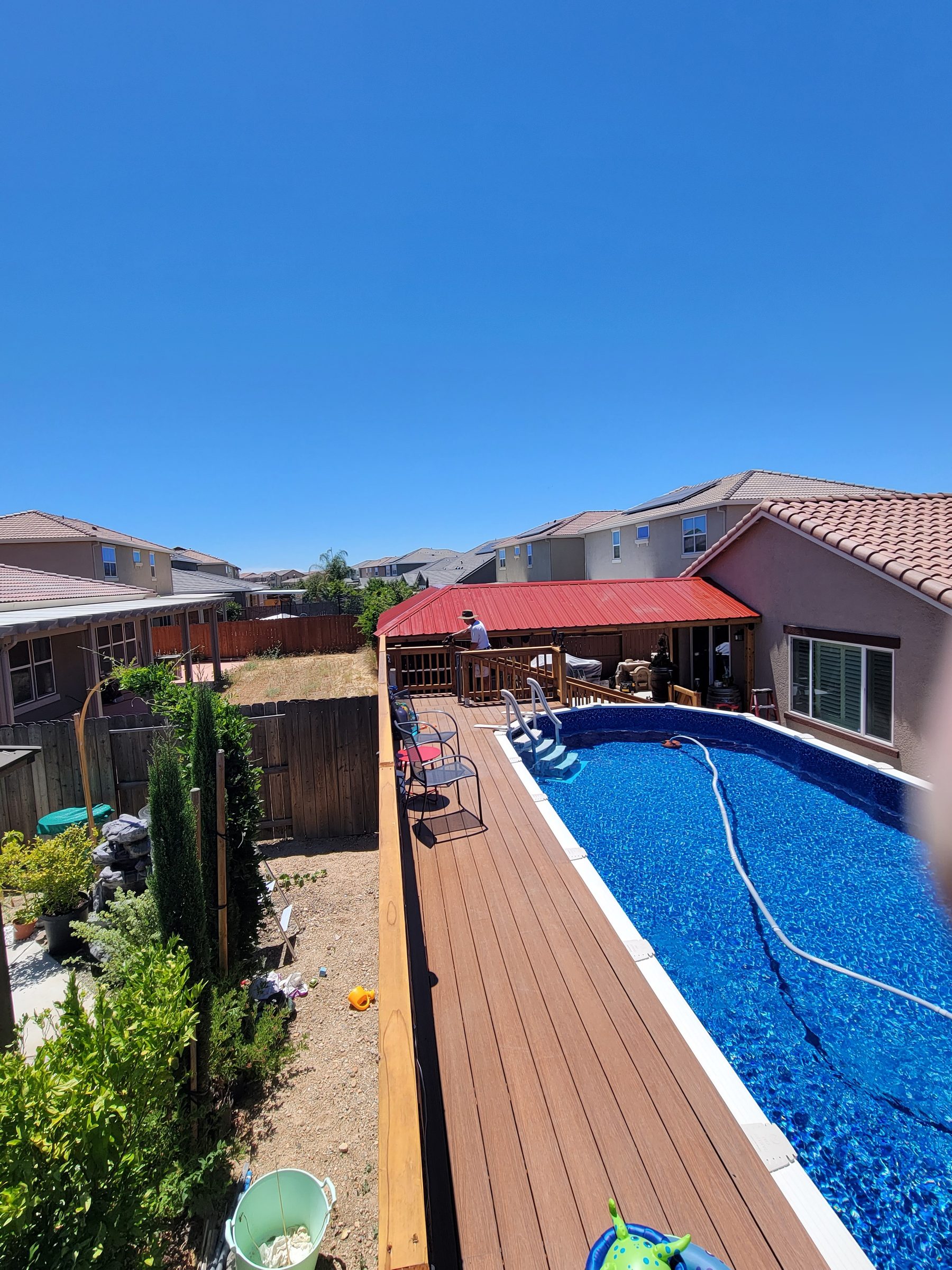 Pool deck seating area